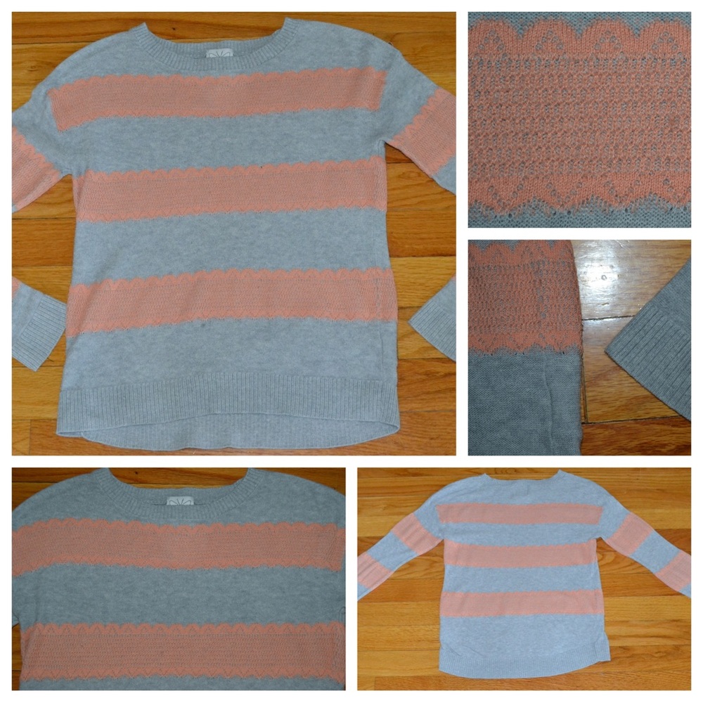 Youth girls Ella Moss lacey overlay striped sweater, size 10